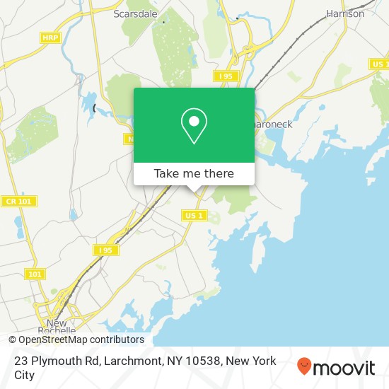 Mapa de 23 Plymouth Rd, Larchmont, NY 10538
