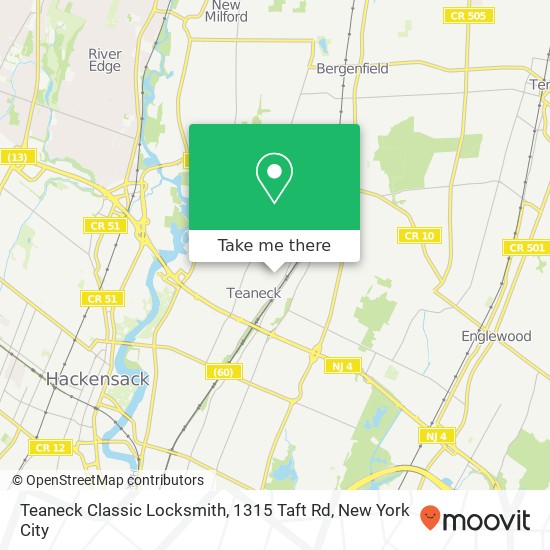 Mapa de Teaneck Classic Locksmith, 1315 Taft Rd