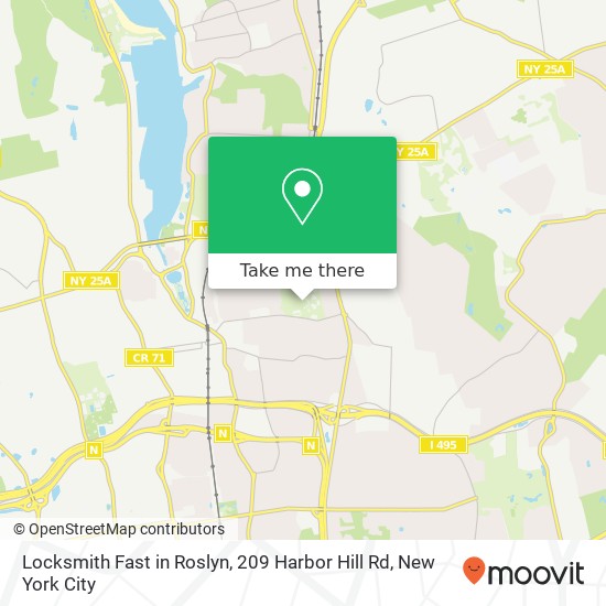 Mapa de Locksmith Fast in Roslyn, 209 Harbor Hill Rd