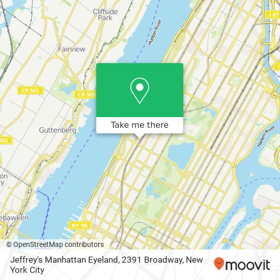 Jeffrey's Manhattan Eyeland, 2391 Broadway map