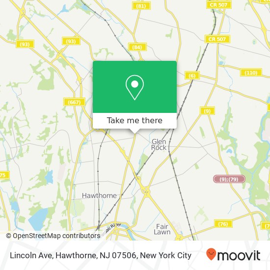 Mapa de Lincoln Ave, Hawthorne, NJ 07506