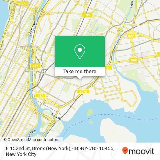 E 152nd St, Bronx (New York), <B>NY< / B> 10455 map