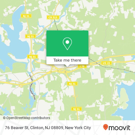 Mapa de 76 Beaver St, Clinton, NJ 08809