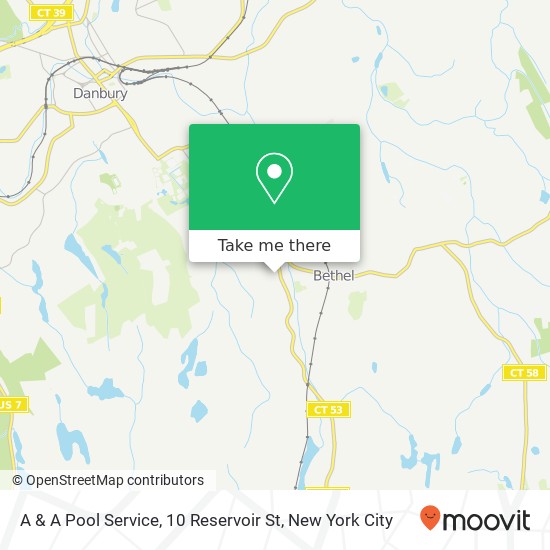 Mapa de A & A Pool Service, 10 Reservoir St