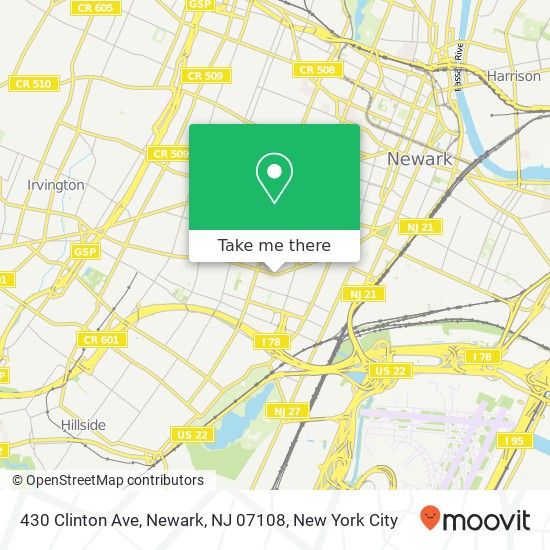 Mapa de 430 Clinton Ave, Newark, NJ 07108