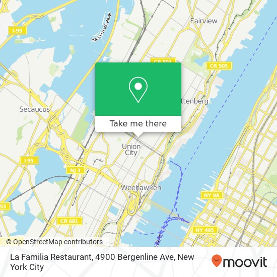 Mapa de La Familia Restaurant, 4900 Bergenline Ave
