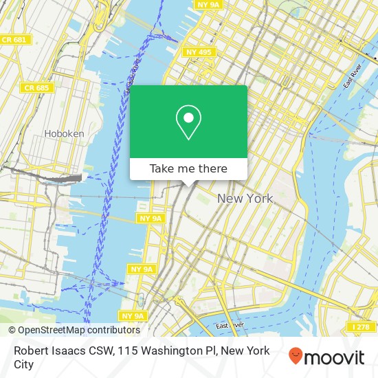 Robert Isaacs CSW, 115 Washington Pl map