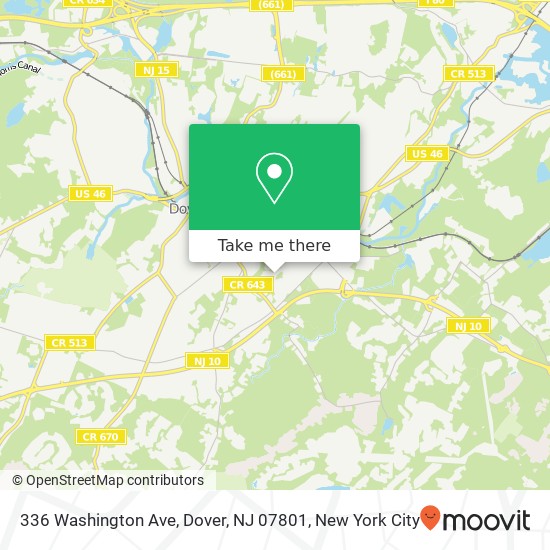 Mapa de 336 Washington Ave, Dover, NJ 07801