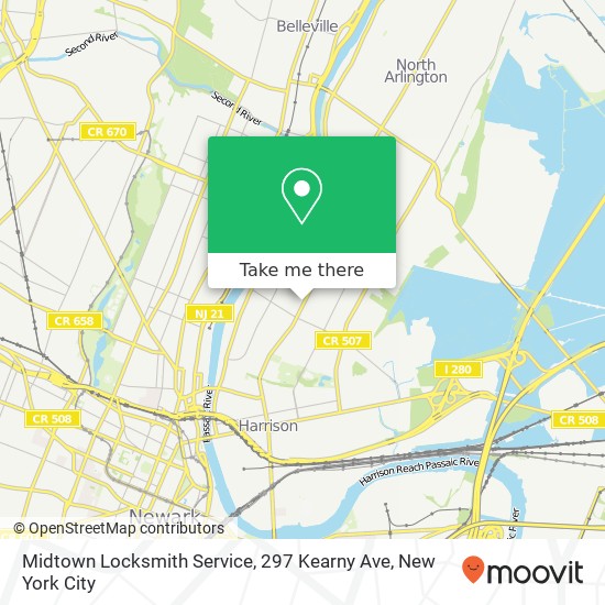 Mapa de Midtown Locksmith Service, 297 Kearny Ave