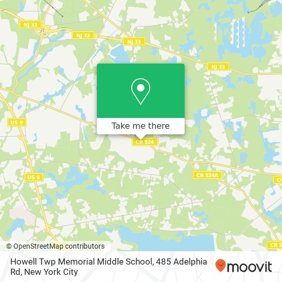 Howell Twp Memorial Middle School, 485 Adelphia Rd map