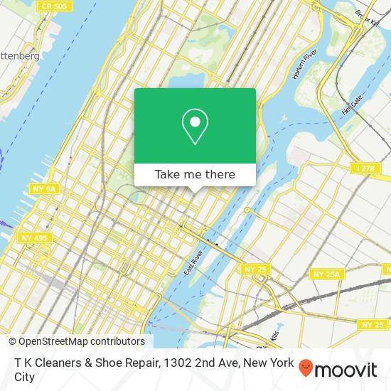 Mapa de T K Cleaners & Shoe Repair, 1302 2nd Ave
