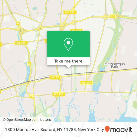 Mapa de 1800 Monroe Ave, Seaford, NY 11783