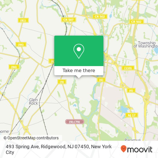 Mapa de 493 Spring Ave, Ridgewood, NJ 07450