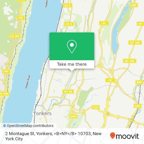 Mapa de 2 Montague St, Yonkers, <B>NY< / B> 10703