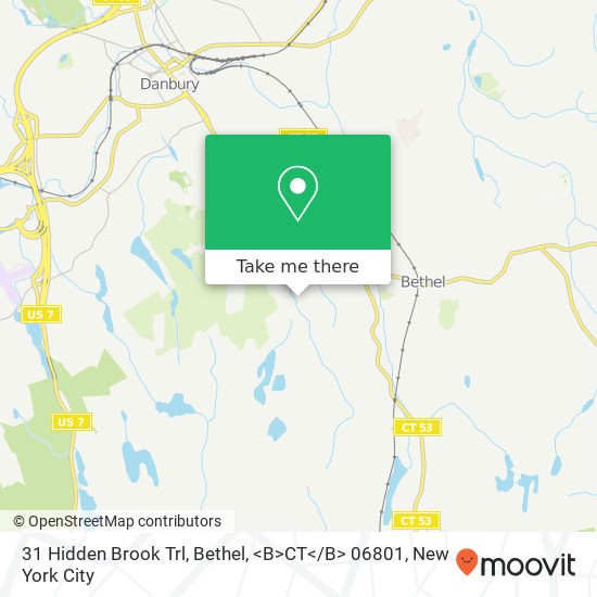 Mapa de 31 Hidden Brook Trl, Bethel, <B>CT< / B> 06801
