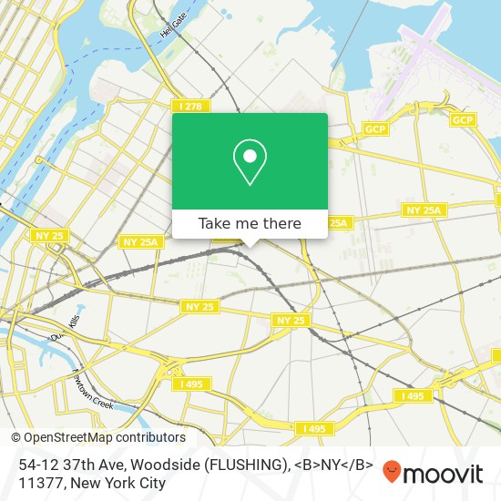 Mapa de 54-12 37th Ave, Woodside (FLUSHING), <B>NY< / B> 11377