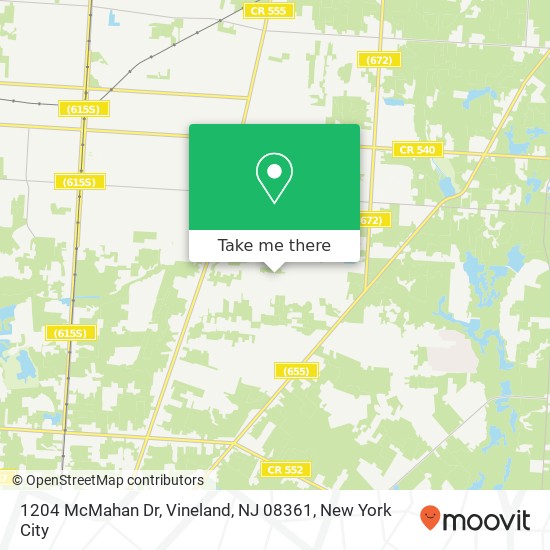 Mapa de 1204 McMahan Dr, Vineland, NJ 08361