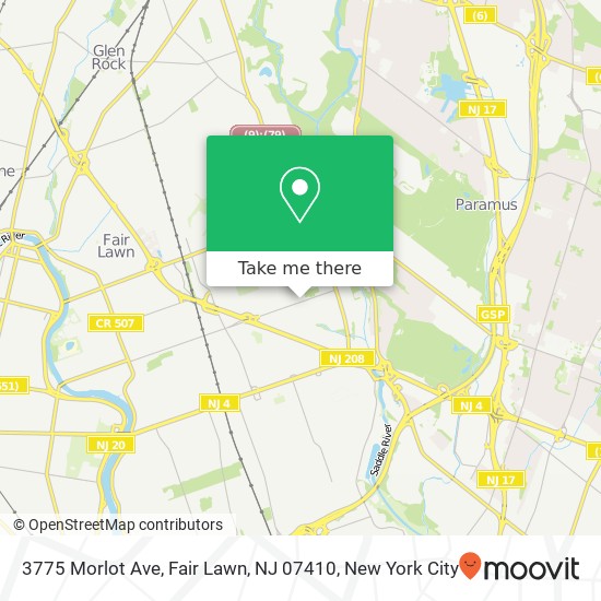 Mapa de 3775 Morlot Ave, Fair Lawn, NJ 07410