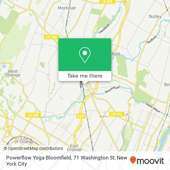 Mapa de Powerflow Yoga Bloomfield, 71 Washington St