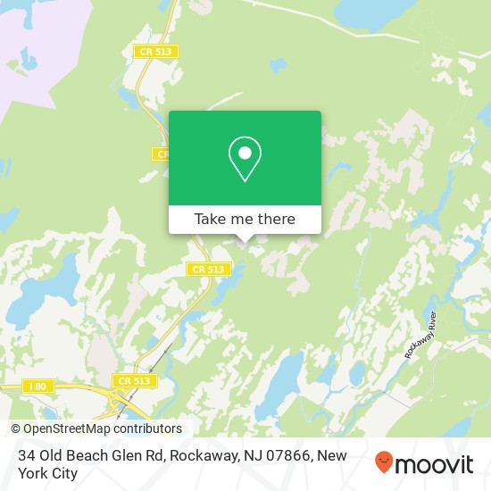 Mapa de 34 Old Beach Glen Rd, Rockaway, NJ 07866