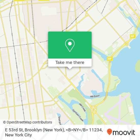 Mapa de E 53rd St, Brooklyn (New York), <B>NY< / B> 11234