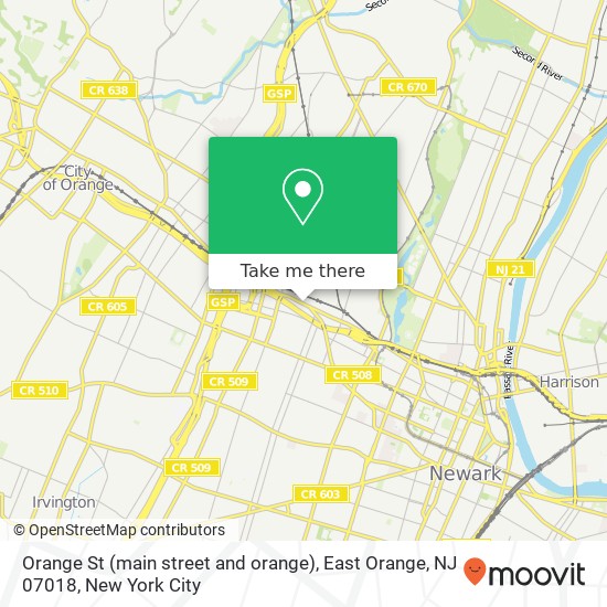 Mapa de Orange St (main street and orange), East Orange, NJ 07018