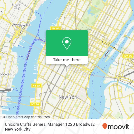 Mapa de Unicorn Crafts General Manager, 1220 Broadway