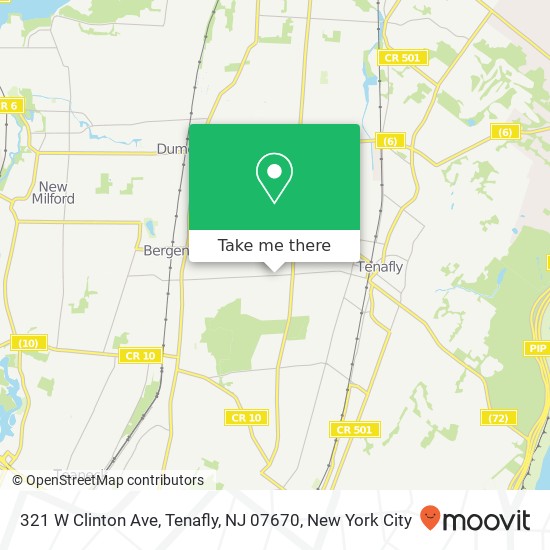 Mapa de 321 W Clinton Ave, Tenafly, NJ 07670