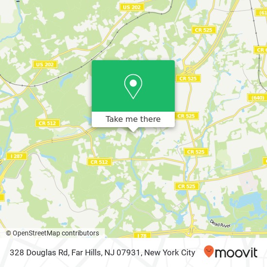 Mapa de 328 Douglas Rd, Far Hills, NJ 07931
