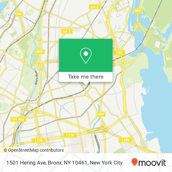 Mapa de 1501 Hering Ave, Bronx, NY 10461