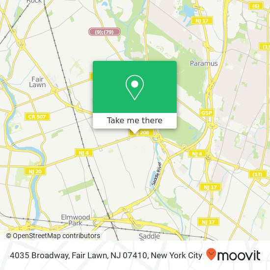 Mapa de 4035 Broadway, Fair Lawn, NJ 07410