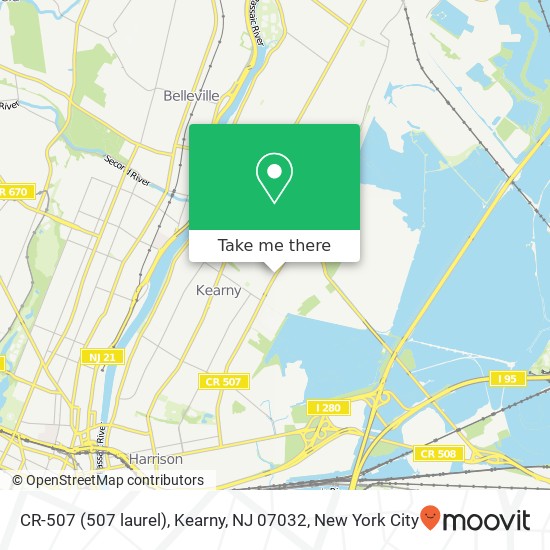 Mapa de CR-507 (507 laurel), Kearny, NJ 07032