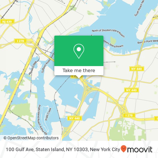 Mapa de 100 Gulf Ave, Staten Island, NY 10303