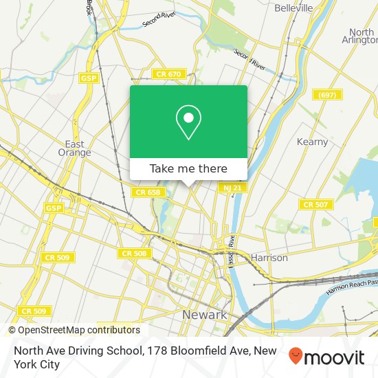 North Ave Driving School, 178 Bloomfield Ave map