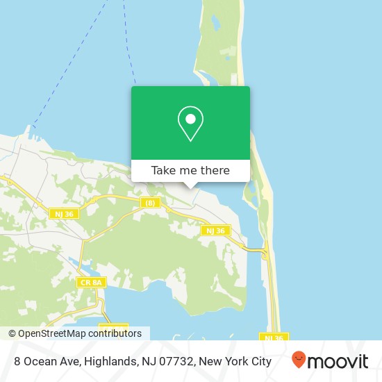 Mapa de 8 Ocean Ave, Highlands, NJ 07732