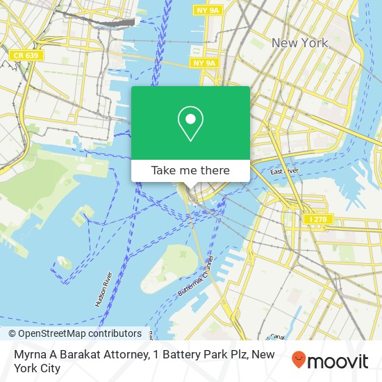Mapa de Myrna A Barakat Attorney, 1 Battery Park Plz