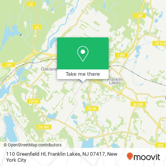 110 Greenfield Hl, Franklin Lakes, NJ 07417 map