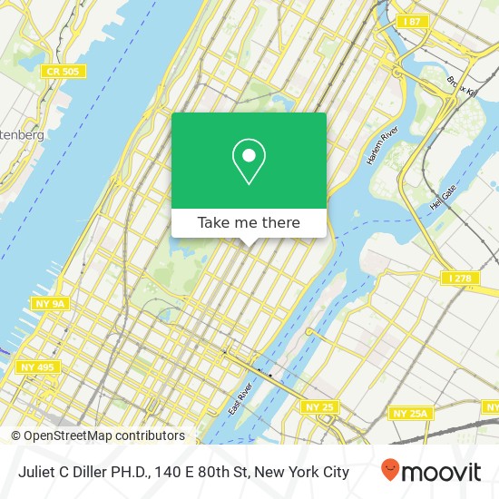 Juliet C Diller PH.D., 140 E 80th St map