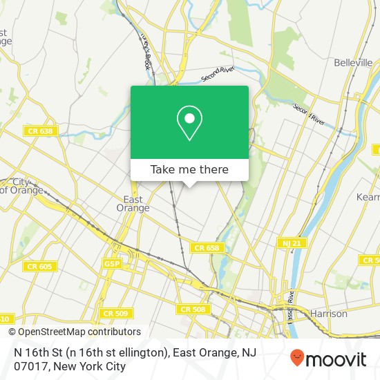 Mapa de N 16th St (n 16th st ellington), East Orange, NJ 07017