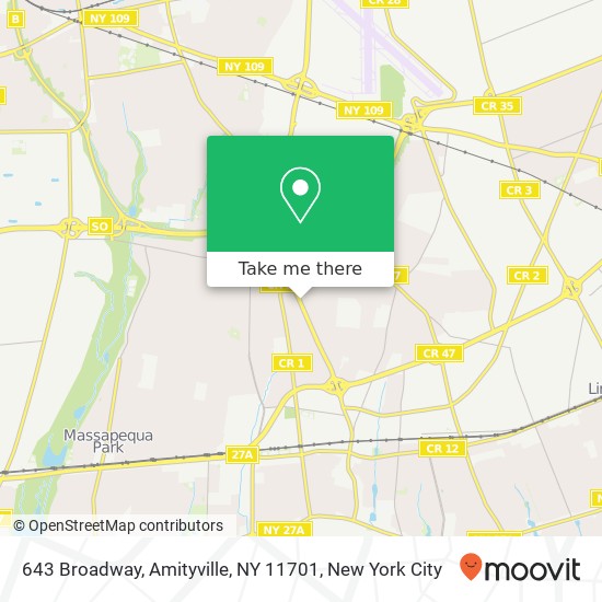 Mapa de 643 Broadway, Amityville, NY 11701