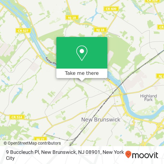 Mapa de 9 Buccleuch Pl, New Brunswick, NJ 08901