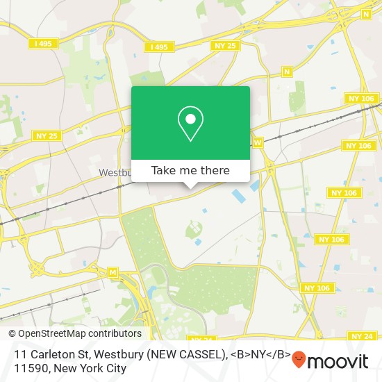 Mapa de 11 Carleton St, Westbury (NEW CASSEL), <B>NY< / B> 11590