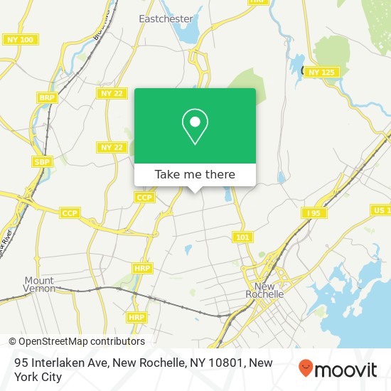 Mapa de 95 Interlaken Ave, New Rochelle, NY 10801