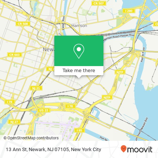 Mapa de 13 Ann St, Newark, NJ 07105