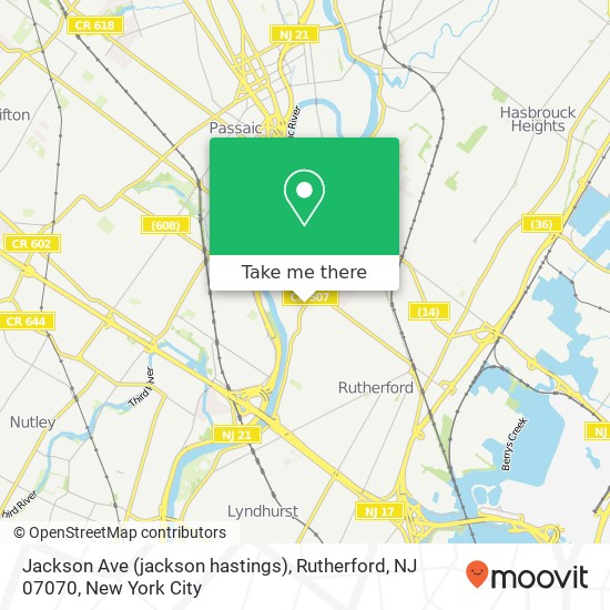 Mapa de Jackson Ave (jackson hastings), Rutherford, NJ 07070
