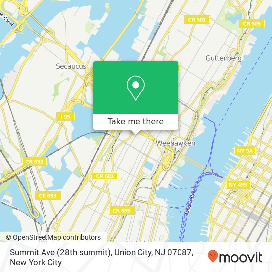 Mapa de Summit Ave (28th summit), Union City, NJ 07087