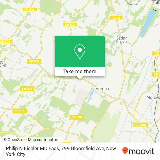 Mapa de Philip N Eichler MD Facs, 799 Bloomfield Ave