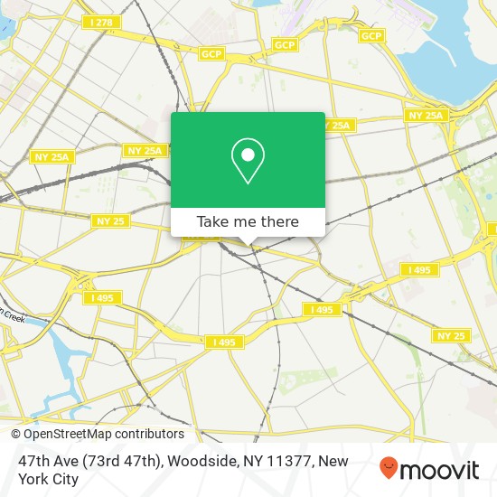 Mapa de 47th Ave (73rd 47th), Woodside, NY 11377