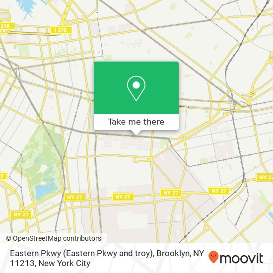 Eastern Pkwy (Eastern Pkwy and troy), Brooklyn, NY 11213 map