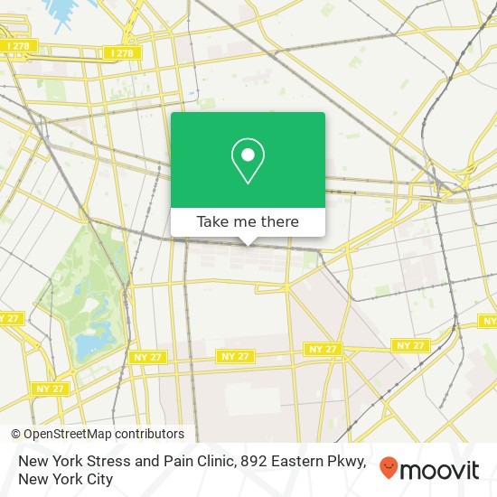 Mapa de New York Stress and Pain Clinic, 892 Eastern Pkwy